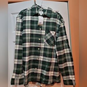 H&M Green & White Men's Flannel Button Down